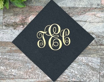 Foil Monogram Wedding Napkins: Personalized Luncheon or Beverage Napkins