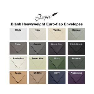 Set of 25 Blank Colored Heavyweight Envelopes - Luxurious Euro Flap - Perfect for Invitations, Cards, and Crafts - A9, A7, A7+, A2, 4 Bar