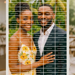 Wedding Table Chart Personalized Guest Notes – Custom Canvas Seating Display & Keepsake | Peel to Reveal Photo Sign | Picture Seating Chart