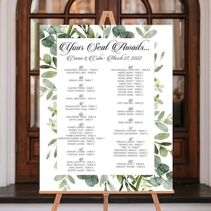 Printed Wedding Seating Chart Sign: Personalized Foamcore, Overnight Shipping