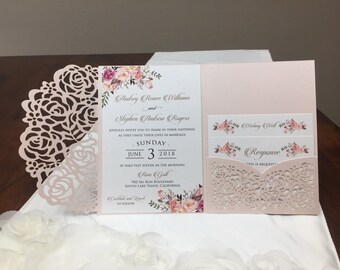 laser cut wedding invitation etsy