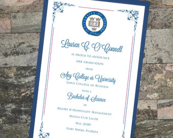 Custom Graduation Announcement: University Invitation & Thank You Cards