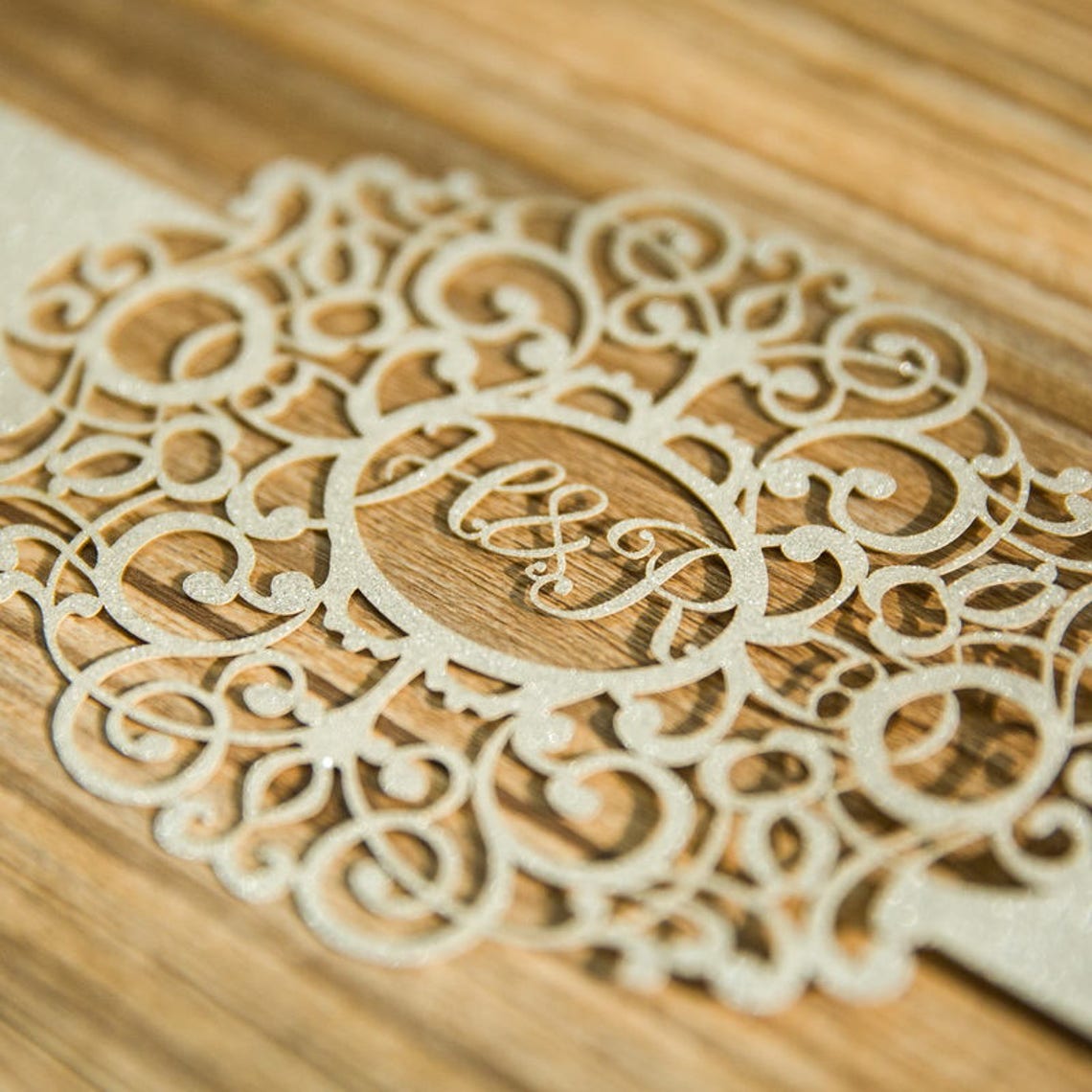 Laser Cut Monogrammed Oval Glitter Belly Band for Invitations Etsy