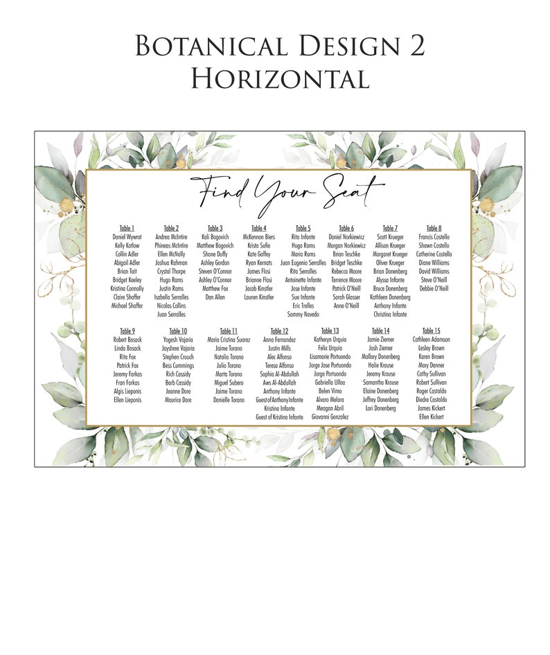 Wedding Table Chart Seat Assignment Sign PRINTED NOT DIGITAL Personalized Foamcore Shipped overnight by table or alphabetical image 4