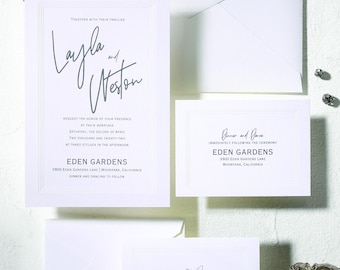 Modern Embossed Wedding Invitation Suite
