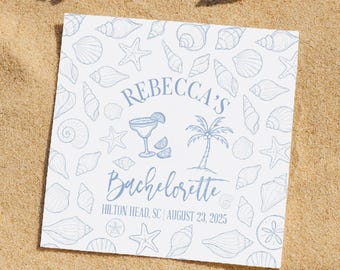 Beach Bachelorette Party Napkins: Coastal Doodles & Palm Design