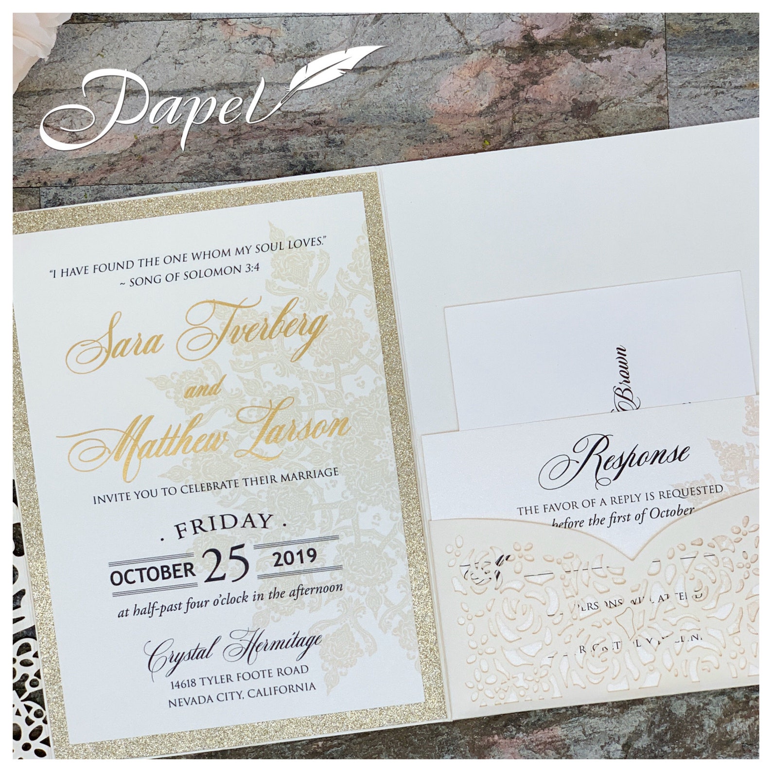 Emerald Green Laser Cut Wedding Invitations Pocket Etsy