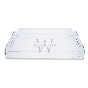Custom Engraved Acrylic Serving Tray – Personalized with Last Name or Monogram | Monogrammed Gift for Wedding, Housewarming, or Hostess
