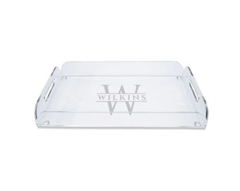 Custom Engraved Acrylic Serving Tray Last Name Monogram Monogrammed Personalized FREE SHIPPING 48 HOURS