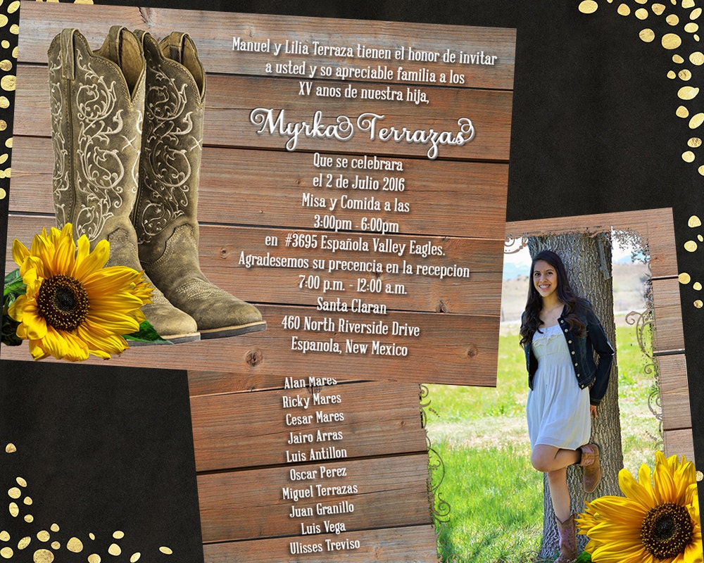 Invitación Quinceañera Rústica Girasol Español Invitaciones - Etsy España Invitación Quinceañera Rústica Girasol Español Invitaciones - Etsy España