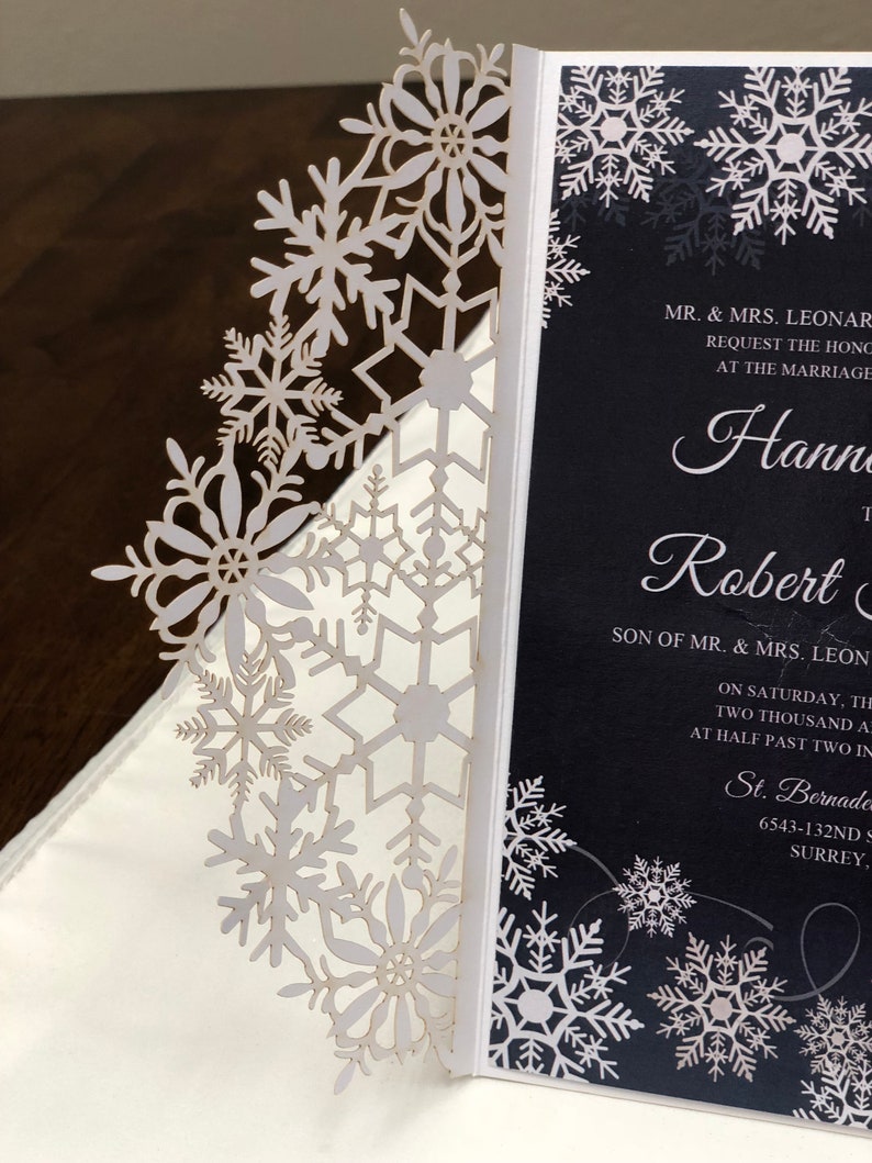 Snowflake Laser Cut Wedding Invitations Winter Wedding