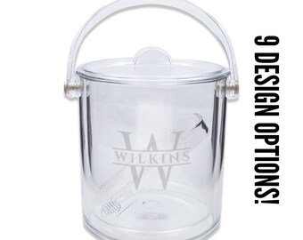 Personalized Acrylic Ice Bucket: Custom Monogram Engraved Gift