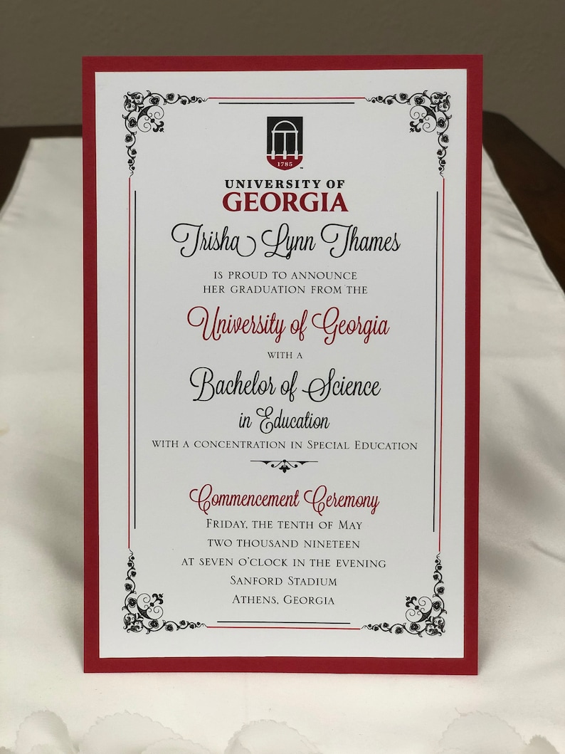 University of UGA GA Bulldogs Graduation Invitation or Etsy