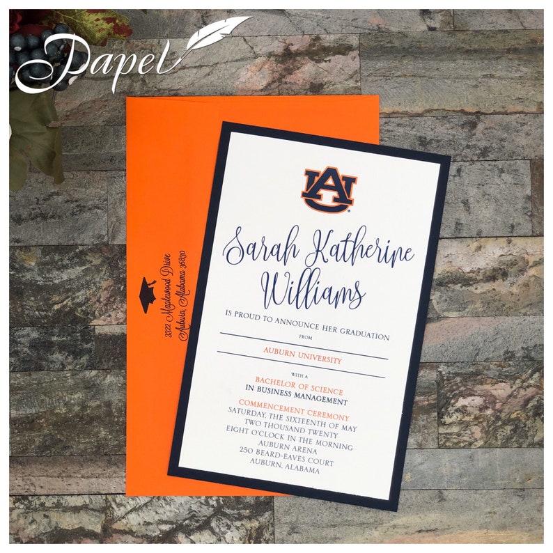 Auburn University Graduation Invitation or Announcement Etsy Denmark