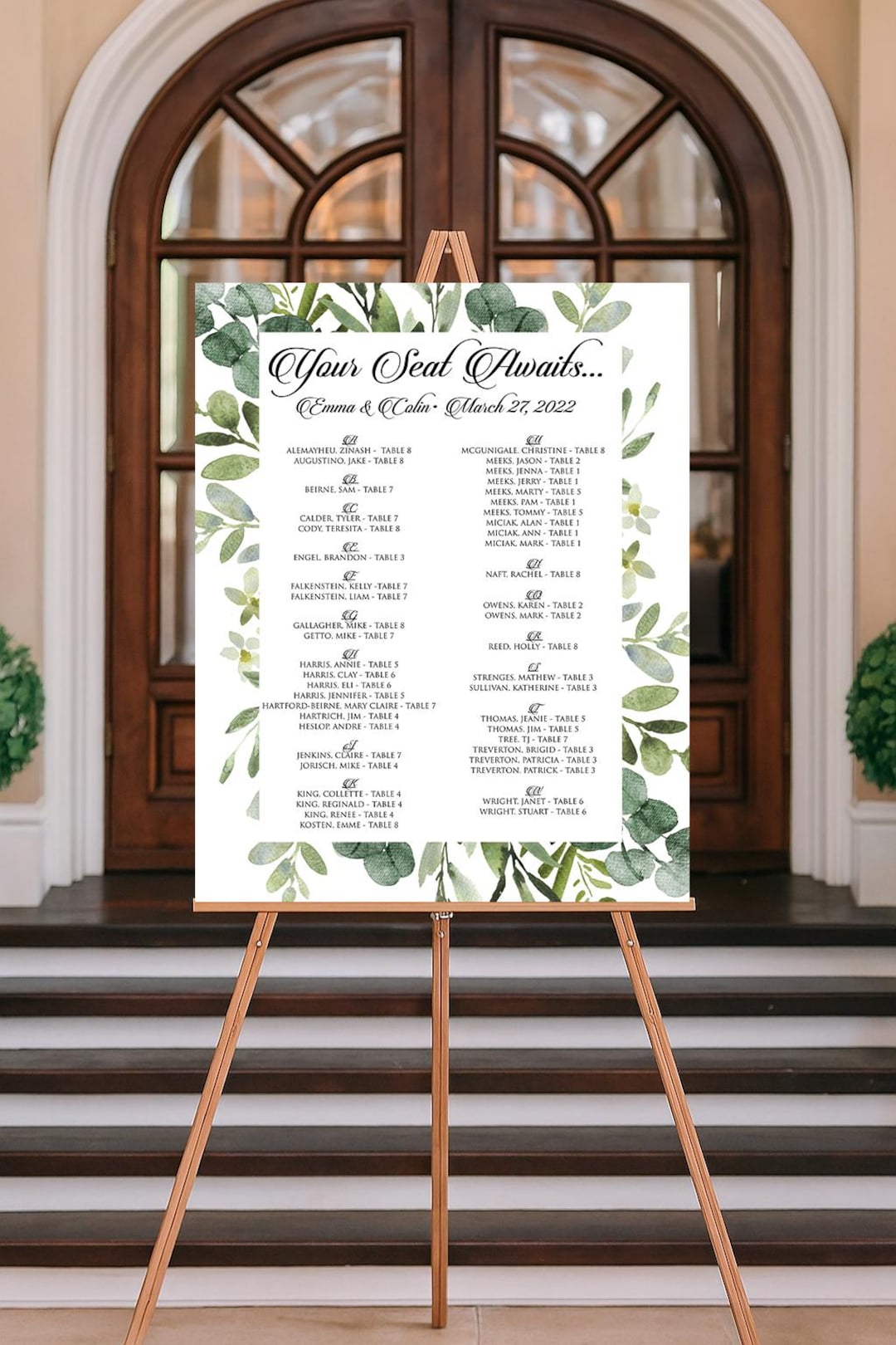 Wedding Table Chart Seat Assignment Sign PRINTED - NOT DIGITAL ...