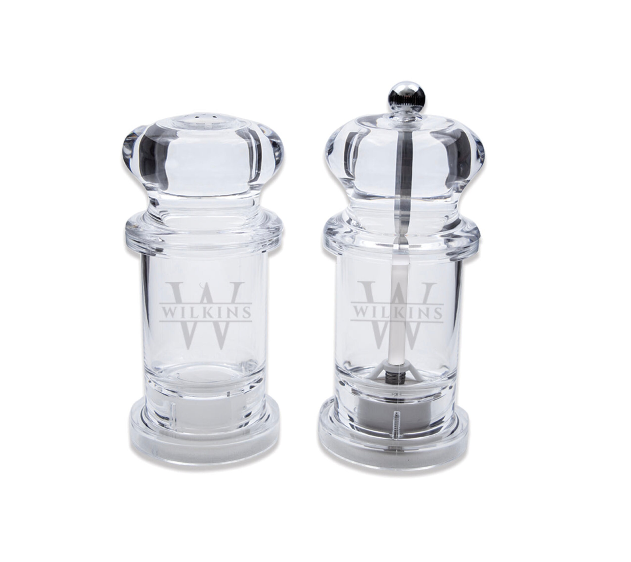 Custom Engraved Acrylic Salt Shaker Pepper Mill Set Personalized Last Name Monogram or Initials Home or Shower Gift Etsy UK