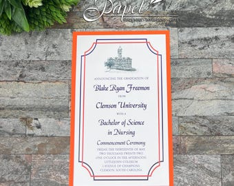 Clemson University Graduation Invitation: Tillman Hall Sketch