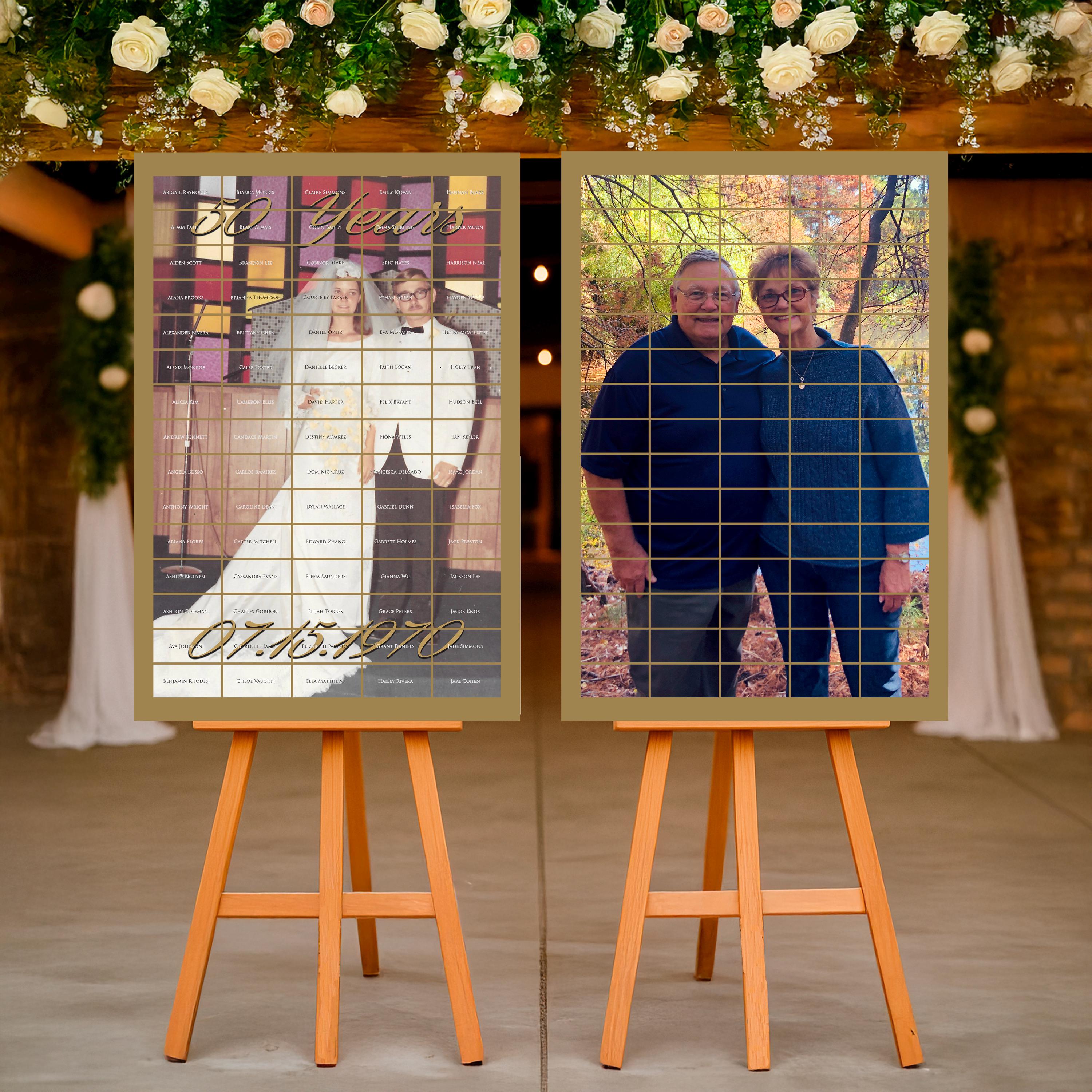 Personalized Anniversary Canvas Seating Chart: Guest Notes & Photo Keepsake