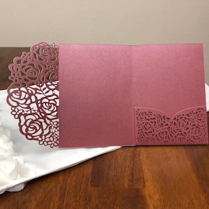 Laser Cut Wedding Invitation Pockets, Glitter, DIY, Pocket Only, Lace Tri Fold Pocket, Wedding DIY Kit, Wedding Invite Pocket