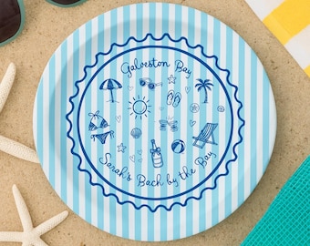 Beach Party Paper Plates • Coastal Birthday & Bachelorette Tableware • Nautical Disposable Plates for Weddings, Showers