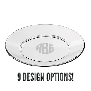 Custom Engraved Glass Round 8&quot; Plate, Personalized, Last Name, Monogram or Initials, Wedding gift, Anniversary gift,