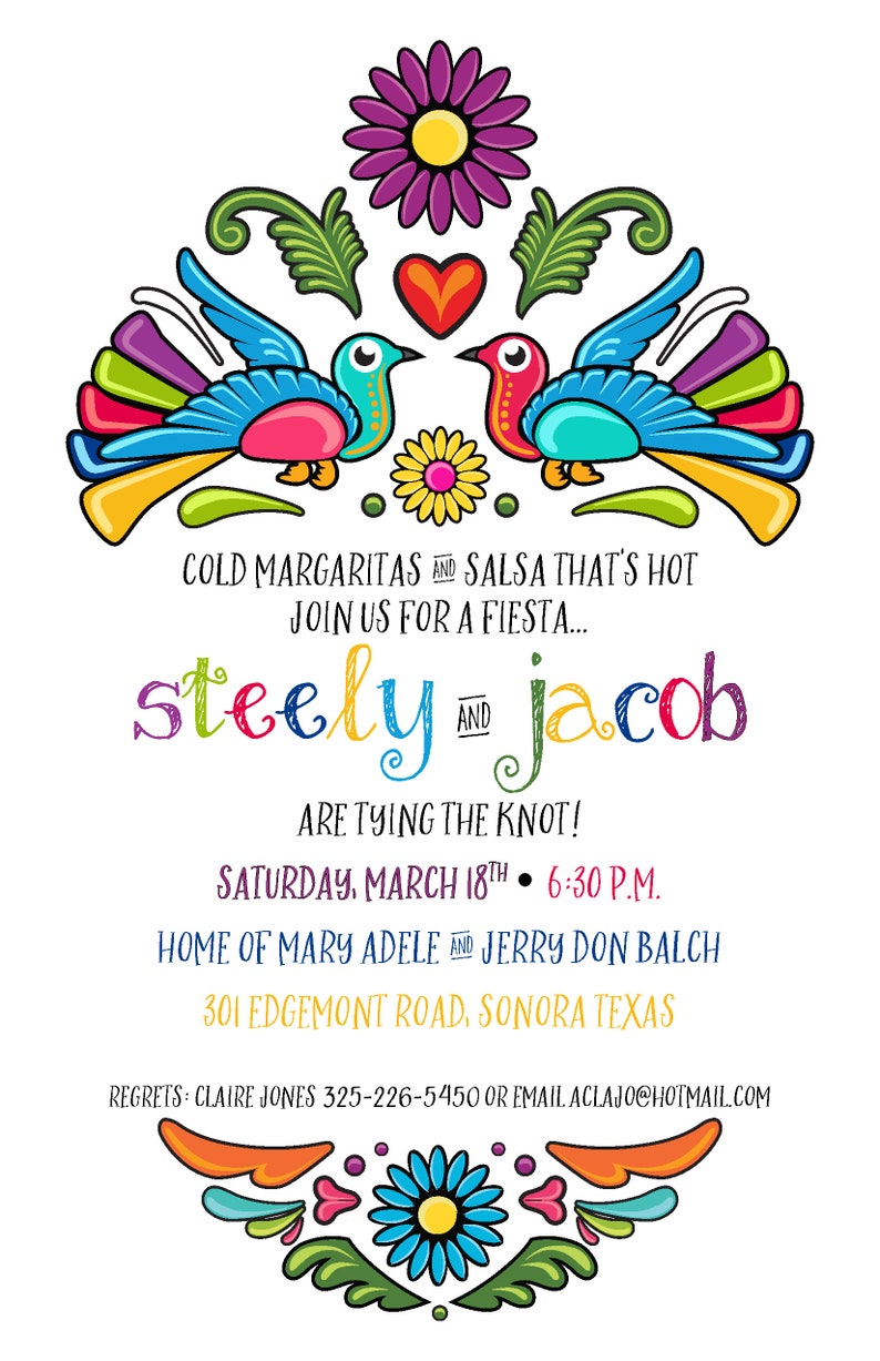 Qty 25 Mexican Fiesta Invitation Couples Shower Mexican Party Invitation Wedding Fiesta Invitation Rehearsal Dinner Invitation wenvelopes