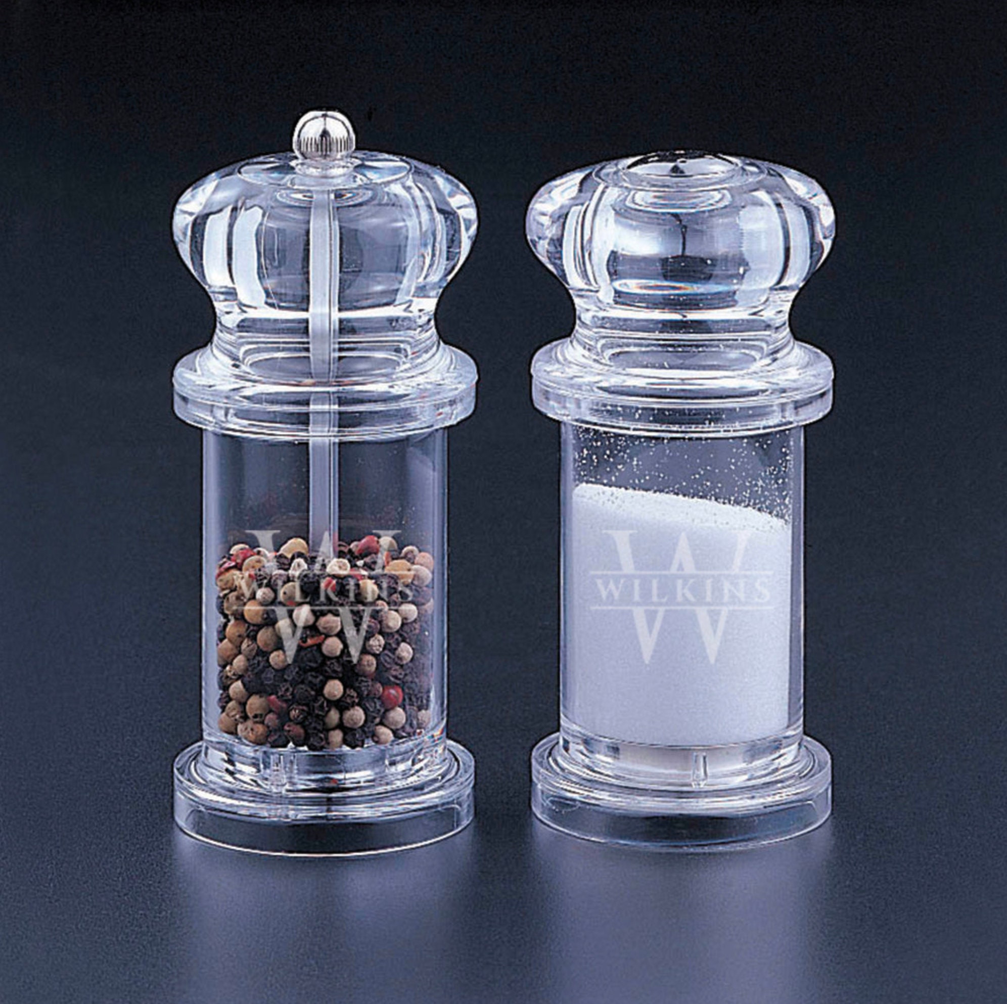 Custom Engraved Acrylic Salt Shaker & Pepper Mill Set Couple gifts