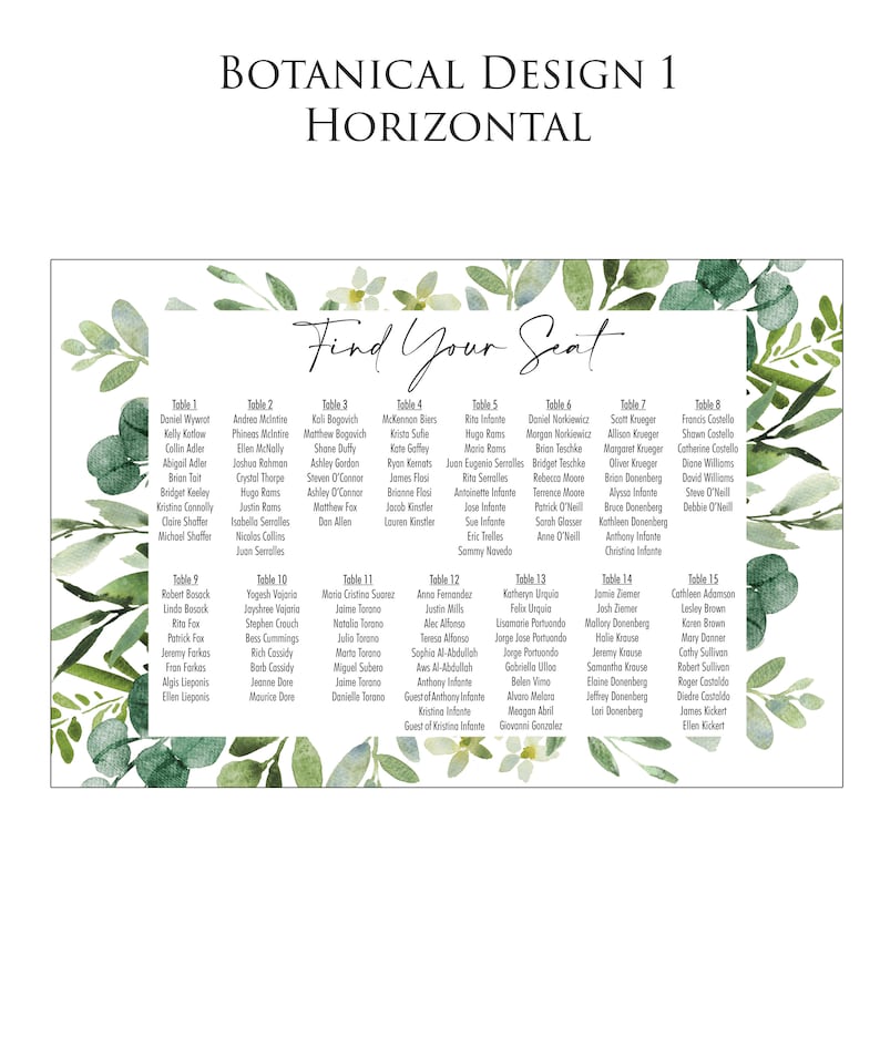 Wedding Table Chart Seat Assignment Sign PRINTED NOT DIGITAL Personalized Foamcore Shipped overnight by table or alphabetical image 2