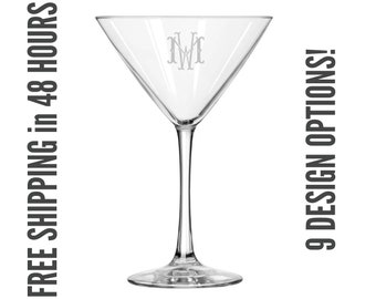 Custom Etched Engraved Beautician Martini Glass, Personalized