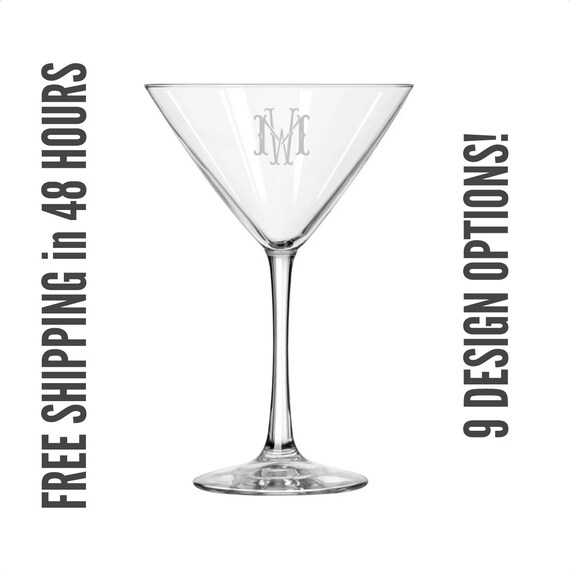 Custom Engraved Martini Glass Personalized Last Name Etsy