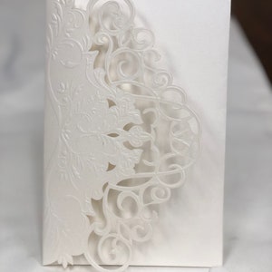 Pocket ONLY Elegant Lace Embossed Tri-fold Laser Cut Wedding Invitation  - no inserts - Laser Cut Embossed Wedding Invite Pockets Jackets