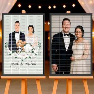 Wedding Table Chart Personalized Guest Notes – Custom Canvas Seating Display & Keepsake | Peel to Reveal Photo Sign | Picture Seating Chart