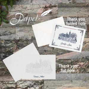 Auburn Universität Abschlussfeier Dankeskarten, Karte, benutzerdefinierte Skizze Samford Hall, flache Karten oder gefaltete Karte, War Eagle Auburn Tigers
