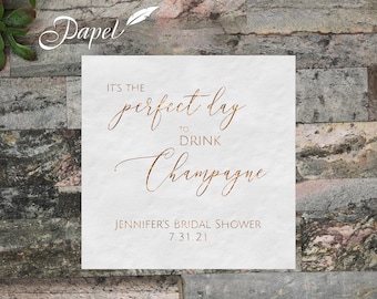 Personalized Foil Bridal Shower Napkins: White or Ecru