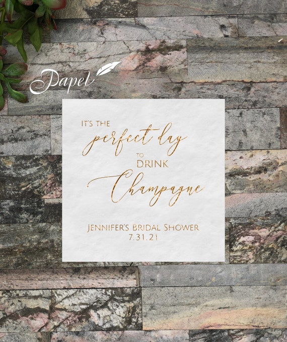 Personalized Bridal Shower Cocktail Napkins Foil Printed Etsy