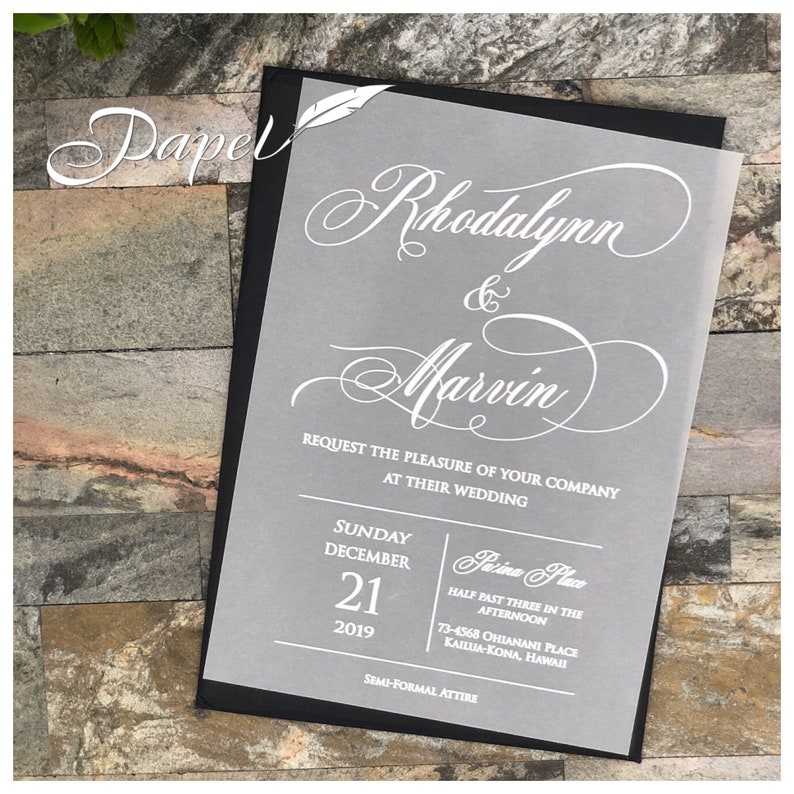 Vellum Wedding Invitations UV Printed with Vellum cards Etsy
