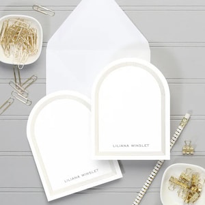 Thank You Card Arch Shaped, Personalized Notes, Modern Engraved Thank You Cards, Flat Notecard, Minimal Design, Thermography