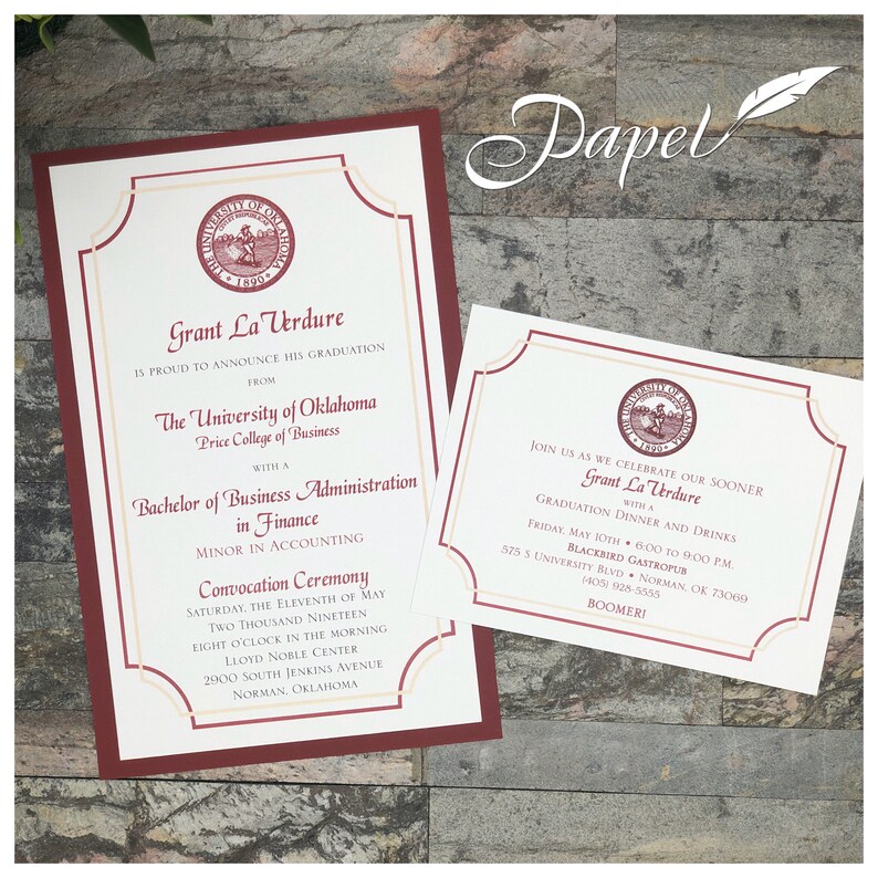 Any University College Graduation Invitations Announcements Etsy
