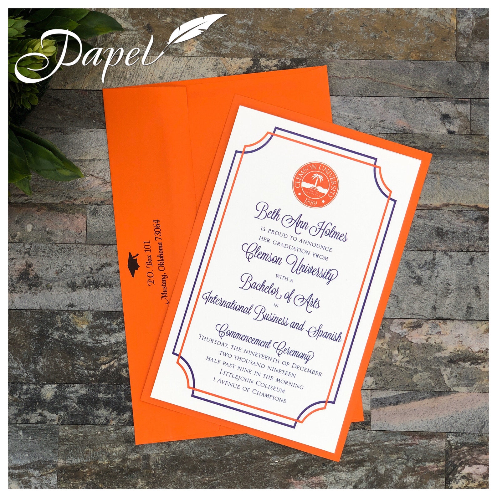 Clemson University Graduation Invitation or Announcement Etsy