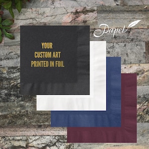 Custom Wedding Napkins with Logo or Artwork – Personalized Foil Cocktail Napkins for Weddings, Parties & Events – Printed Custom Napkins
