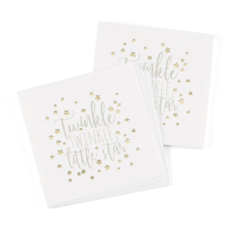 Twinkle Twinkle Little Star Gender Neutral Baby Shower Napkins Baby Shower Napkins Beverage Napkins Silver Gold Foil Baby