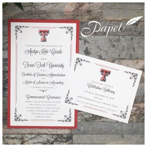 Texas Tech Graduation Invitations – Custom University Announcements & Party Invites | Grad Thank You Cards for Celebration or Ceremony