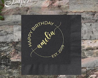 Custom Foil Birthday Napkins: Personalized Party Decor