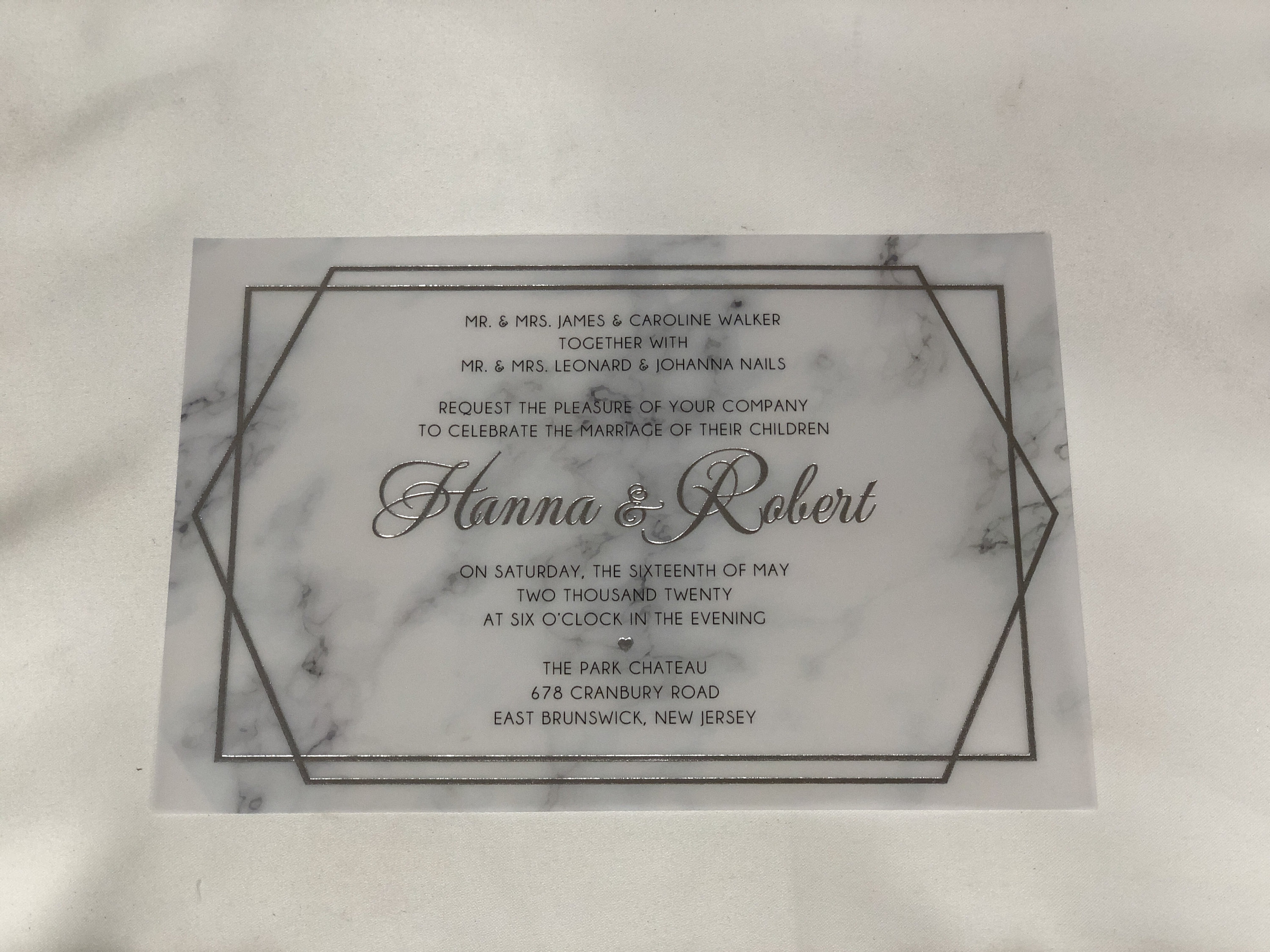 modern chic vellum paper UV printing wedding invitations SWPI082