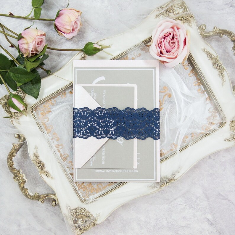 Luxurious Eyelash Lace Belly Bands for Wedding Invitations - Etsy UK