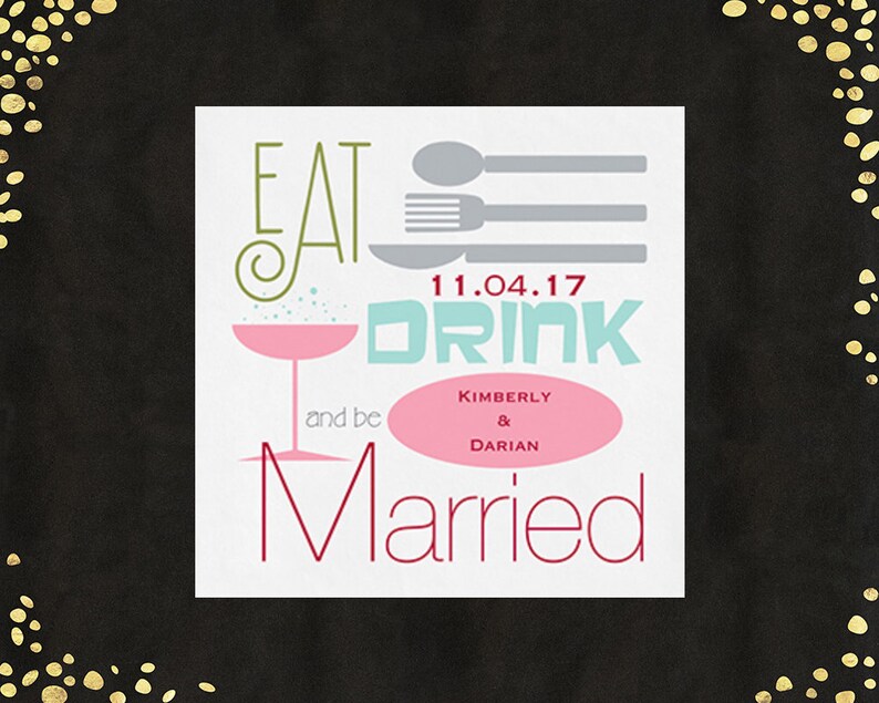 100 Just Married Personalized Wedding Cocktail Napkins