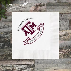 Texas A&M Aggie Graduation Napkins: Custom Personalized Party Napkins
