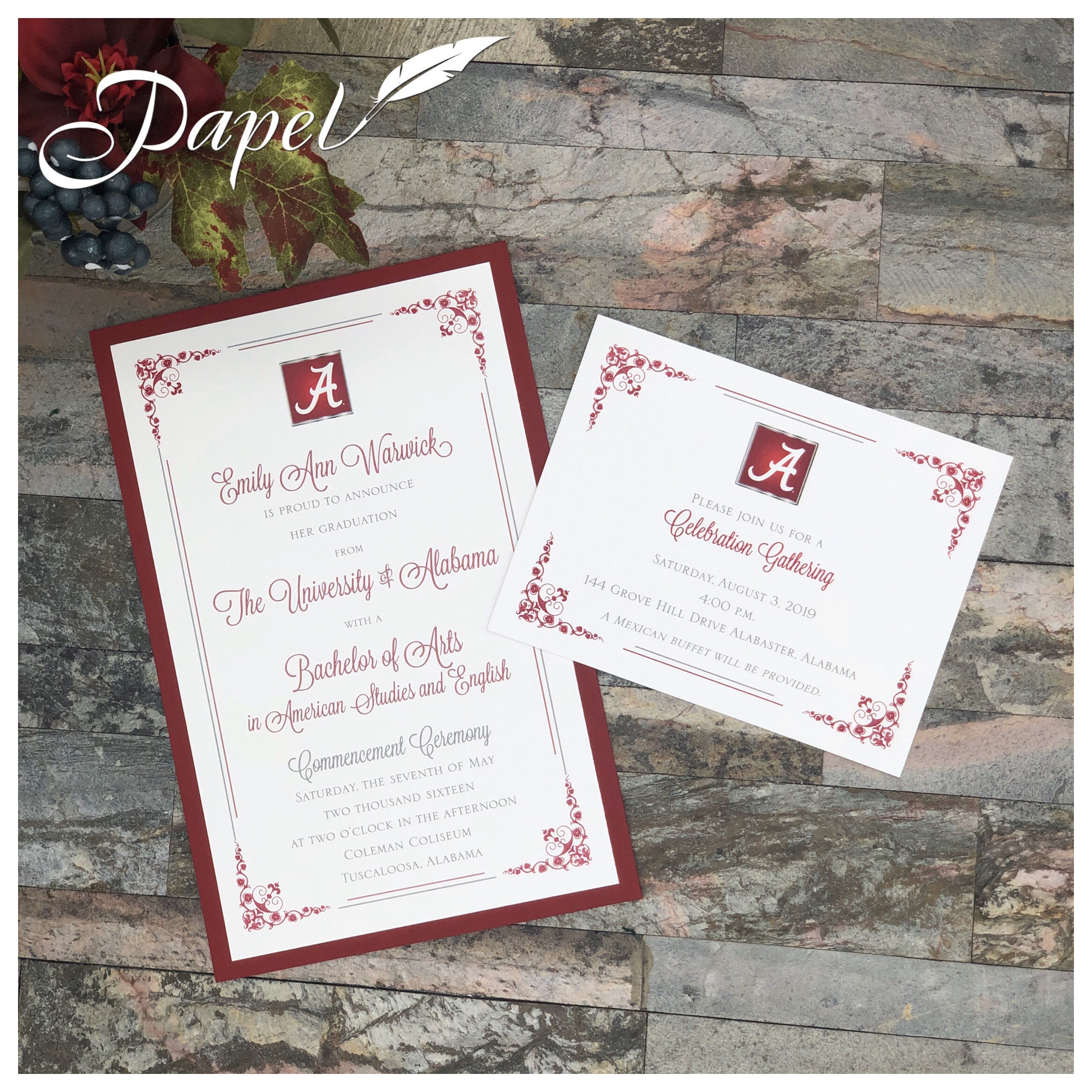University of Alabama U of A Graduation Invitations / Etsy