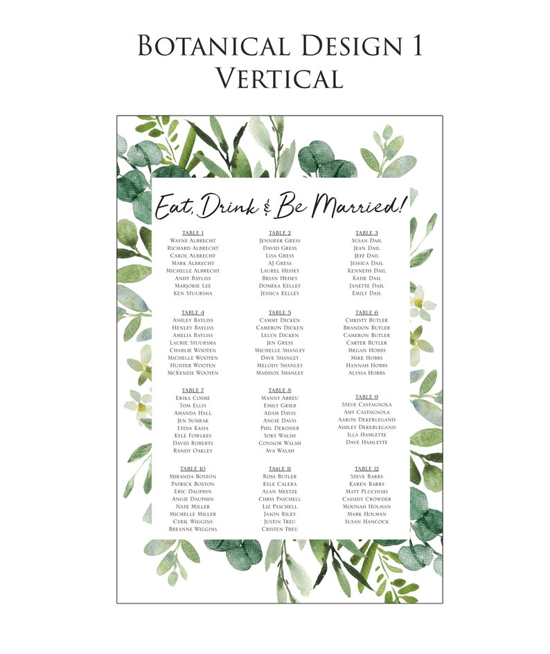 Wedding Table Chart Seat Assignment Sign PRINTED NOT DIGITAL Personalized Foamcore Shipped overnight by table or alphabetical image 3