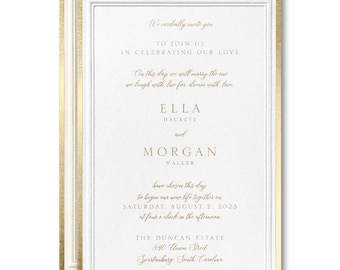 Bordered in Gold Wedding Invitation